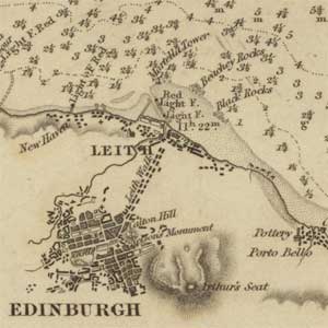 Detail of Admiralty chart of Edinburgh and Leith, 1842