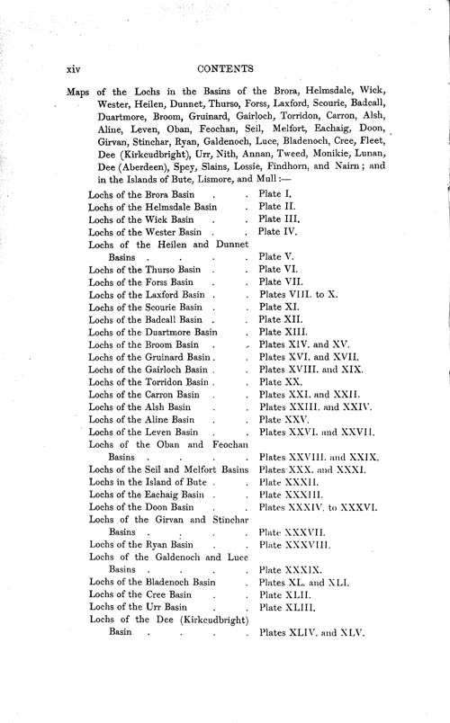 Page xiv, Volume 1 - Contents of each Volume