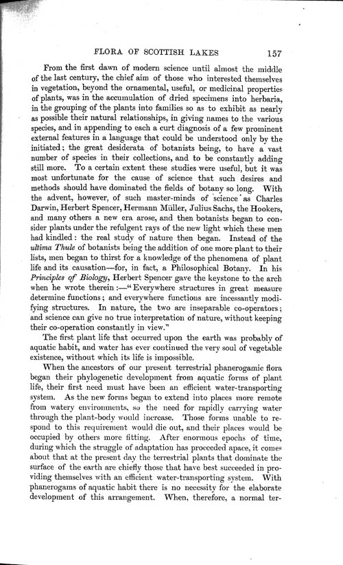 Page 157, Volume 1 - An Epitome of a Comparative Study of the Dominant Phanerogamic and Higher Cryptogamic Flora of Aquatic Habit, in seven Lake Areas in Scotland, by George West