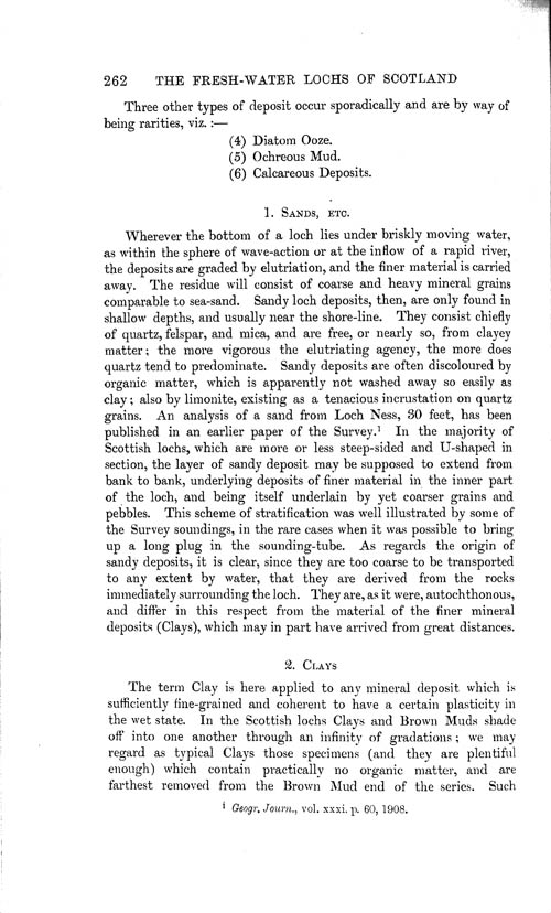 Page 262, Volume 1 - Deposits of the Scottish Fresh-water Lochs, by W.A. Caspari