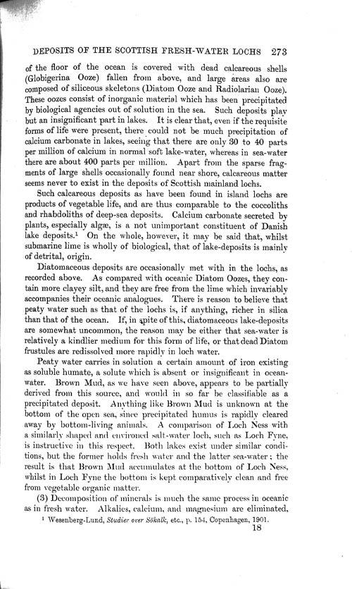 Page 273, Volume 1 - Deposits of the Scottish Fresh-water Lochs, by W.A. Caspari