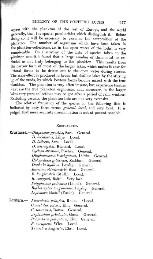 Page 277, Volume 1 - Biology of the Scottish Lochs, by James Murray