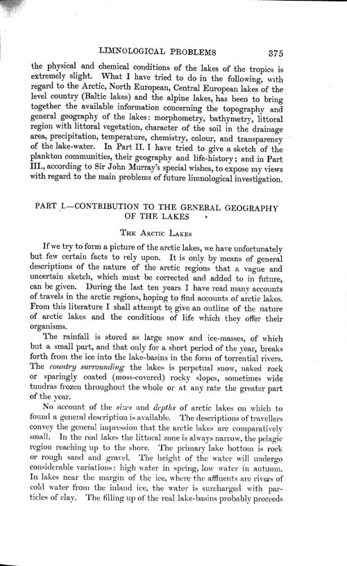 Page 375, Volume 1 - Summary of our Knowledge regarding various Limnological Problems, by C. Wesenberg-Lund