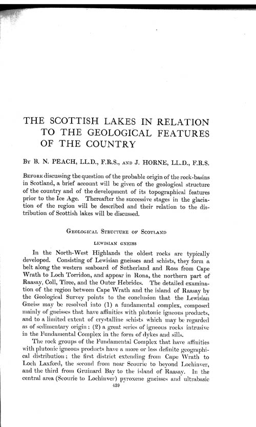 Page 439, Volume 1 - The Scottish Lakes in relation to the Geological Features of the Country, by B.N. Peach and John Horne