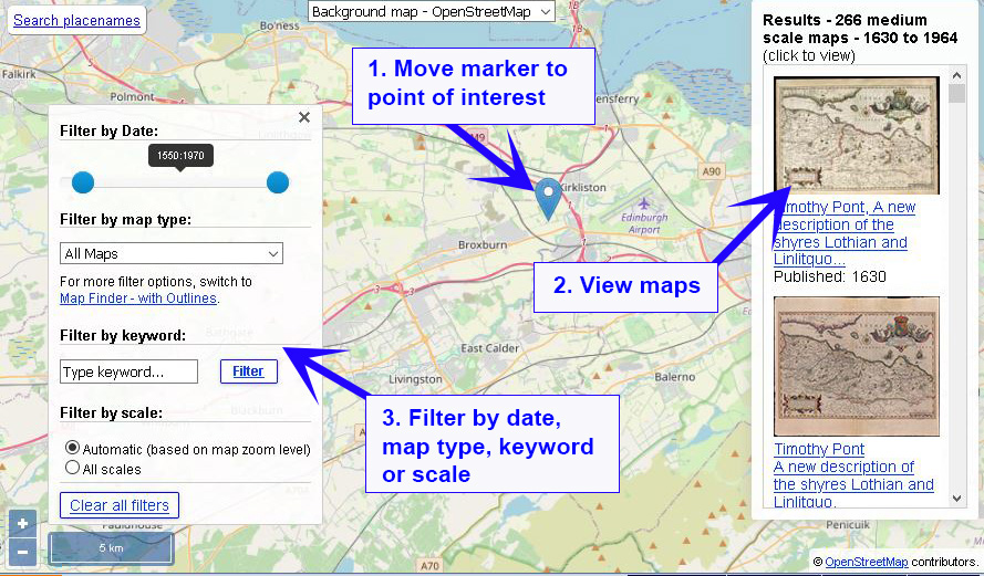 Map Finder- with Marker Pin interface with instructions