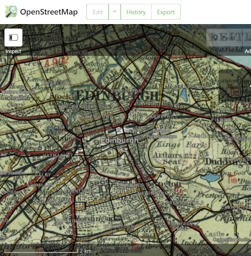 OpenStreetMap interface showing georeferenced map added