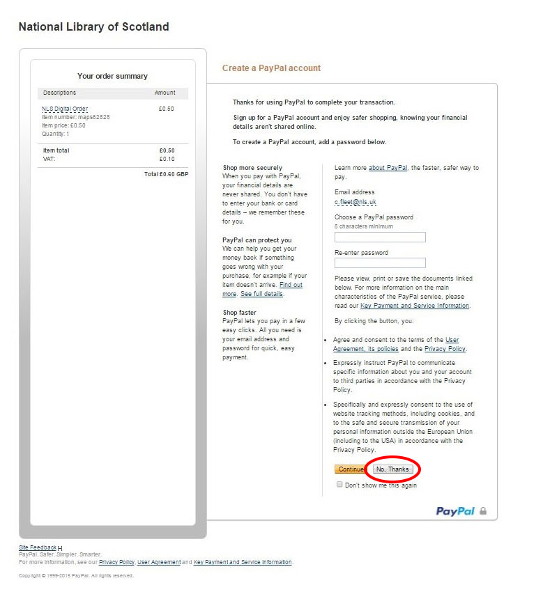 Example of credit/debit card payment page