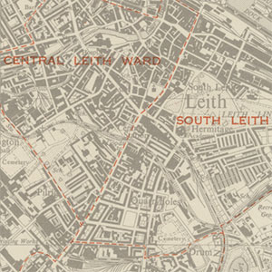 Detail of 1:25,000 administrative map of Leith