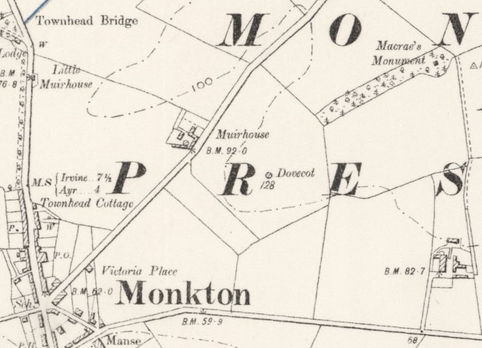 Monkton dovecot on the OS six-inch mapping from 1895