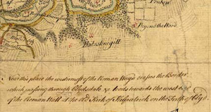 Map of Border showing William Roy's handwriting