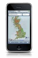 Photo of phone showing map of Britain