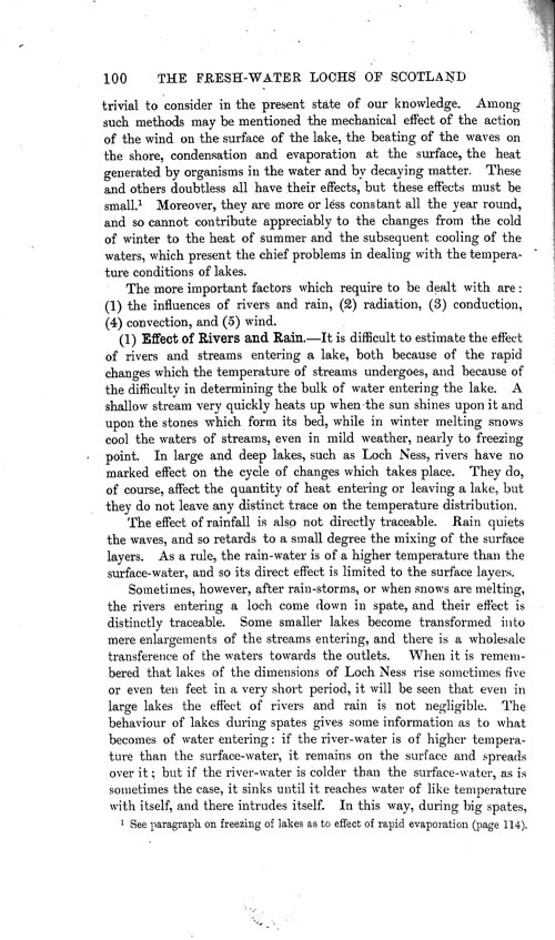 Page 100, Volume 1 - Temperature of Scottish Lakes, by E.M. Wedderburn