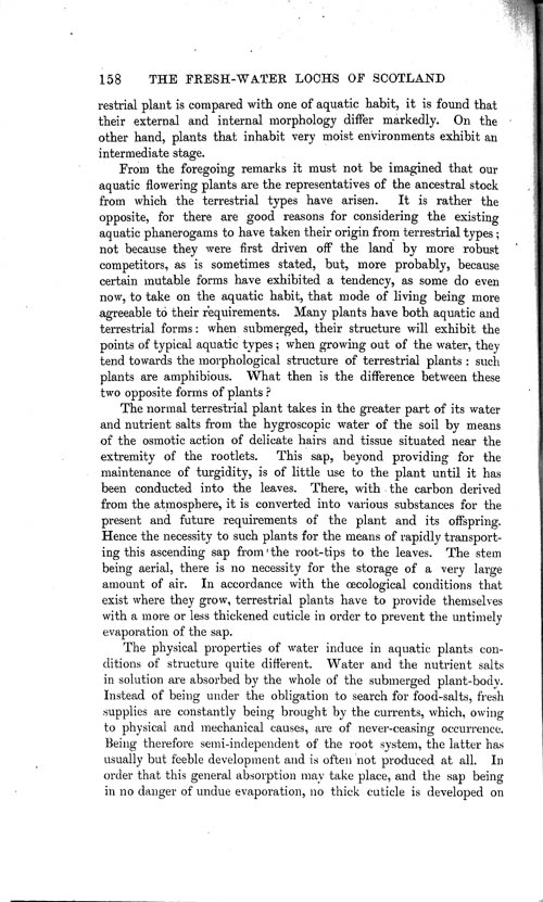 Page 158, Volume 1 - An Epitome of a Comparative Study of the Dominant Phanerogamic and Higher Cryptogamic Flora of Aquatic Habit, in seven Lake Areas in Scotland, by George West