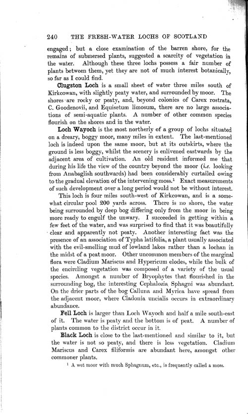 Page 240, Volume 1 - An Epitome of a Comparative Study of the Dominant Phanerogamic and Higher Cryptogamic Flora of Aquatic Habit, in seven Lake Areas in Scotland, by George West
