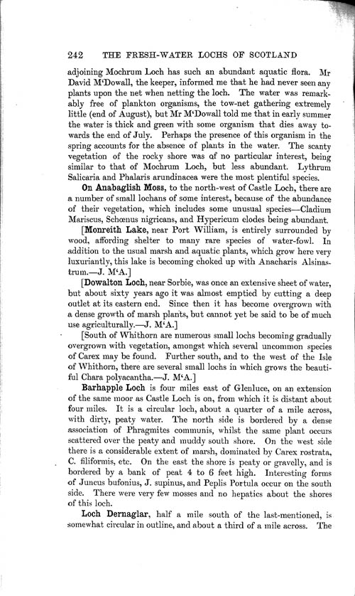 Page 242, Volume 1 - An Epitome of a Comparative Study of the Dominant Phanerogamic and Higher Cryptogamic Flora of Aquatic Habit, in seven Lake Areas in Scotland, by George West