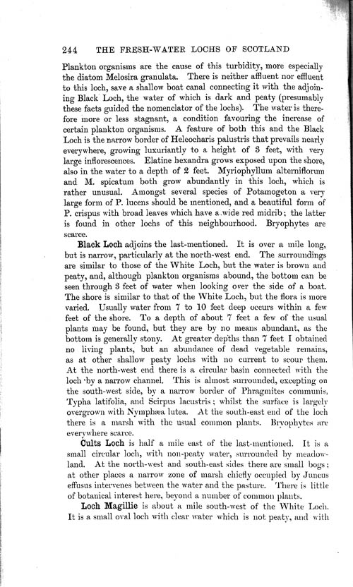 Page 244, Volume 1 - An Epitome of a Comparative Study of the Dominant Phanerogamic and Higher Cryptogamic Flora of Aquatic Habit, in seven Lake Areas in Scotland, by George West