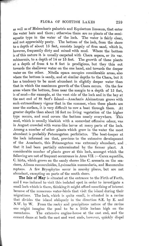 Page 259, Volume 1 - An Epitome of a Comparative Study of the Dominant Phanerogamic and Higher Cryptogamic Flora of Aquatic Habit, in seven Lake Areas in Scotland, by George West