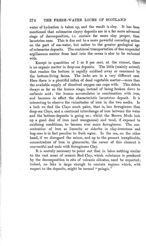 Page 274, Volume 1 - Deposits of the Scottish Fresh-water Lochs, by W.A. Caspari