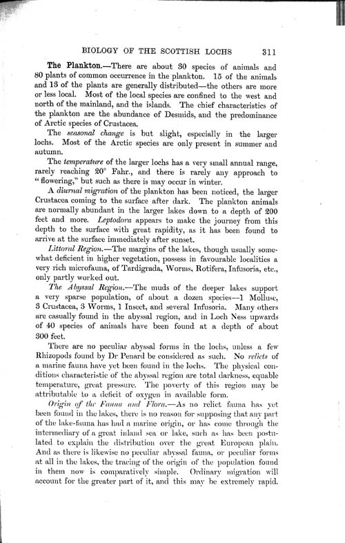 Page 311, Volume 1 - Biology of the Scottish Lochs, by James Murray