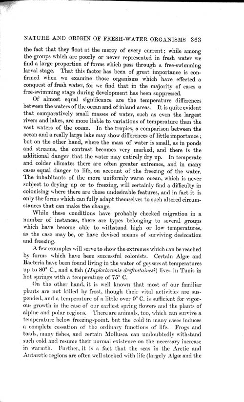 Page 363, Volume 1 - On the Nature and Origin of Fresh-water Organisms, by Wm. A. Cunnington