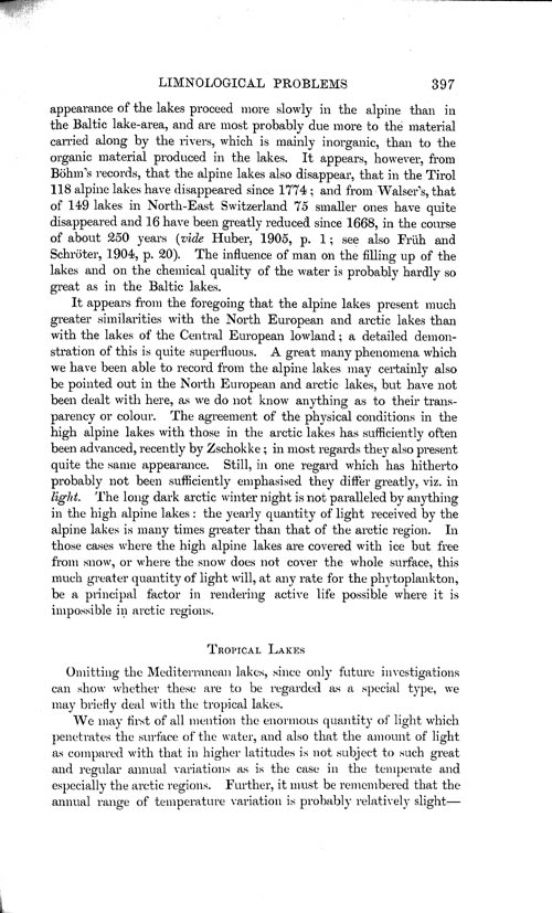 Page 397, Volume 1 - Summary of our Knowledge regarding various Limnological Problems, by C. Wesenberg-Lund