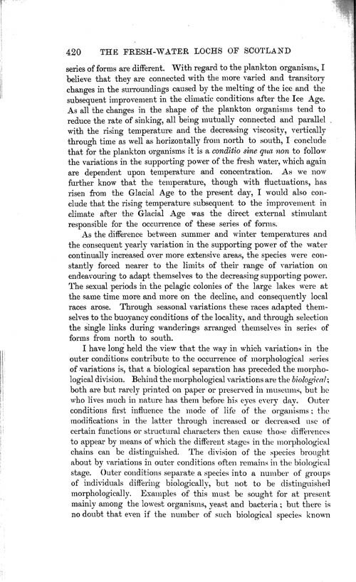 Page 420, Volume 1 - Summary of our Knowledge regarding various Limnological Problems, by C. Wesenberg-Lund