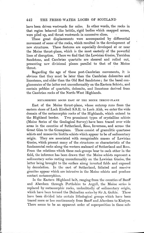Page 442, Volume 1 - The Scottish Lakes in relation to the Geological Features of the Country, by B.N. Peach and John Horne