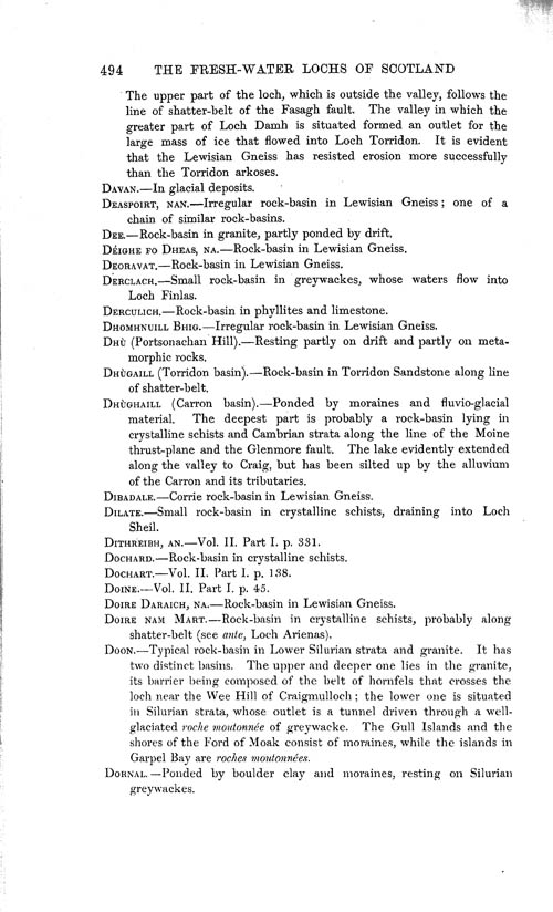 Page 494, Volume 1 - The Scottish Lakes in relation to the Geological Features of the Country, by B.N. Peach and John Horne