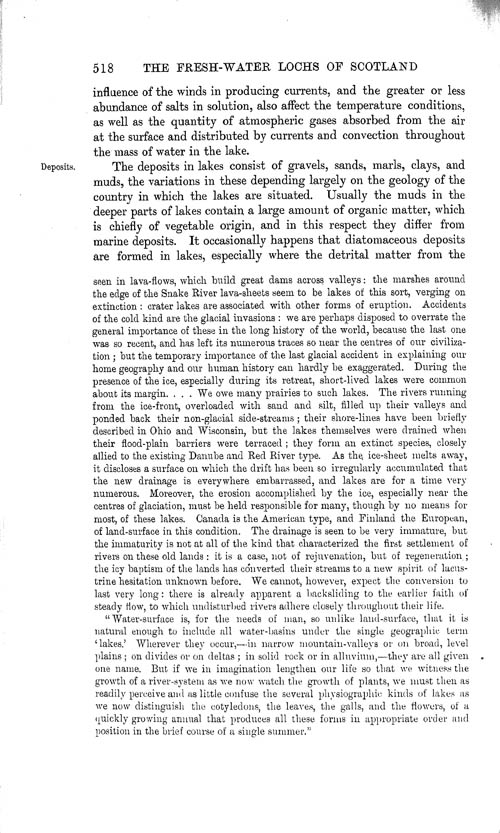 Page 518, Volume 1 - Characteristics of Lakes in general, and their distribution over the Surface of the Globe, by Sir John Murray