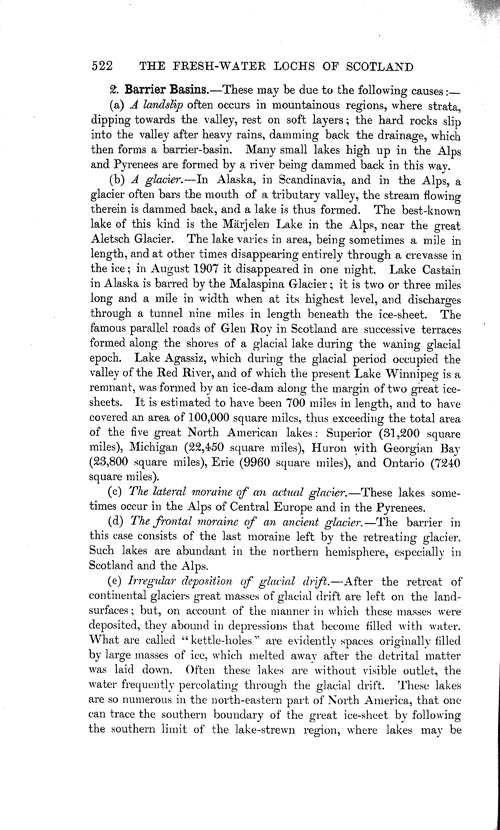 Page 522, Volume 1 - Characteristics of Lakes in general, and their distribution over the Surface of the Globe, by Sir John Murray