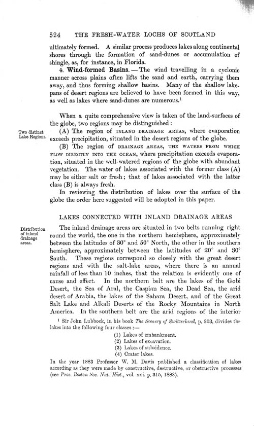 Page 524, Volume 1 - Characteristics of Lakes in general, and their distribution over the Surface of the Globe, by Sir John Murray