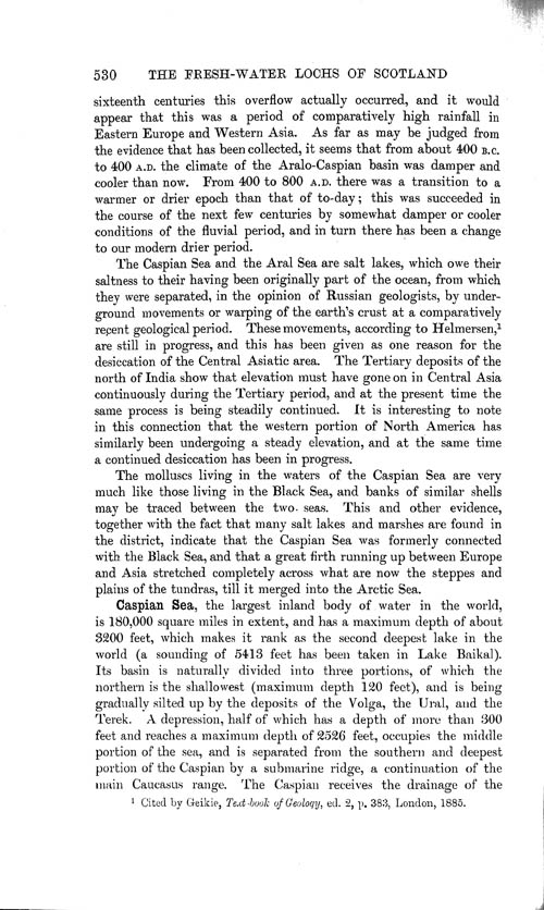 Page 530, Volume 1 - Characteristics of Lakes in general, and their distribution over the Surface of the Globe, by Sir John Murray