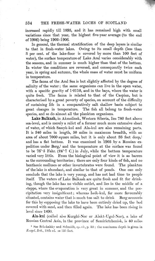 Page 534, Volume 1 - Characteristics of Lakes in general, and their distribution over the Surface of the Globe, by Sir John Murray
