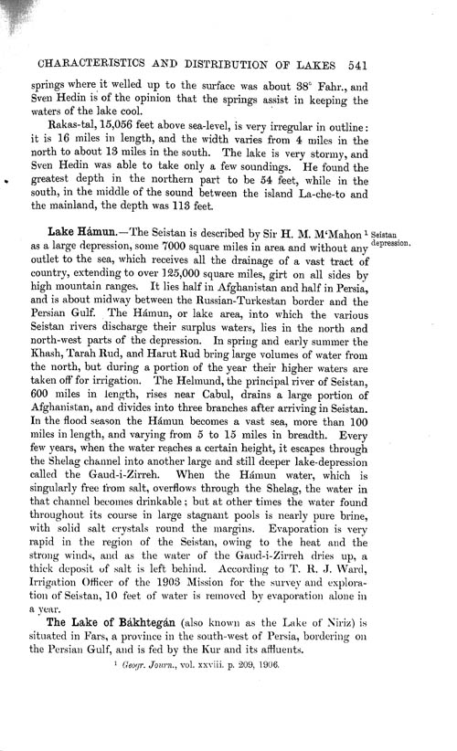 Page 541, Volume 1 - Characteristics of Lakes in general, and their distribution over the Surface of the Globe, by Sir John Murray