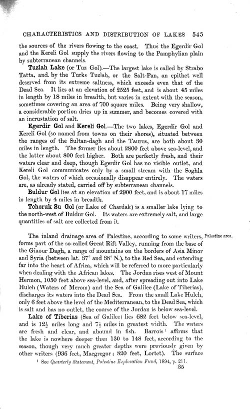 Page 545, Volume 1 - Characteristics of Lakes in general, and their distribution over the Surface of the Globe, by Sir John Murray