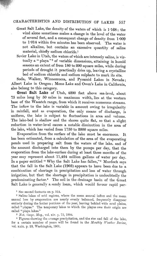 Page 557, Volume 1 - Characteristics of Lakes in general, and their distribution over the Surface of the Globe, by Sir John Murray