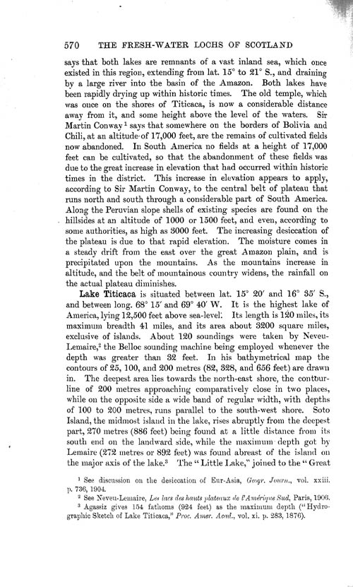 Page 570, Volume 1 - Characteristics of Lakes in general, and their distribution over the Surface of the Globe, by Sir John Murray