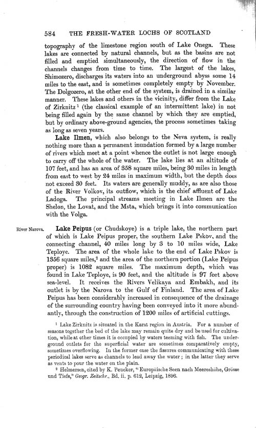 Page 584, Volume 1 - Characteristics of Lakes in general, and their distribution over the Surface of the Globe, by Sir John Murray