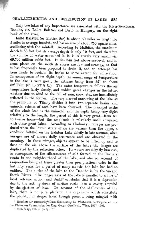 Page 585, Volume 1 - Characteristics of Lakes in general, and their distribution over the Surface of the Globe, by Sir John Murray