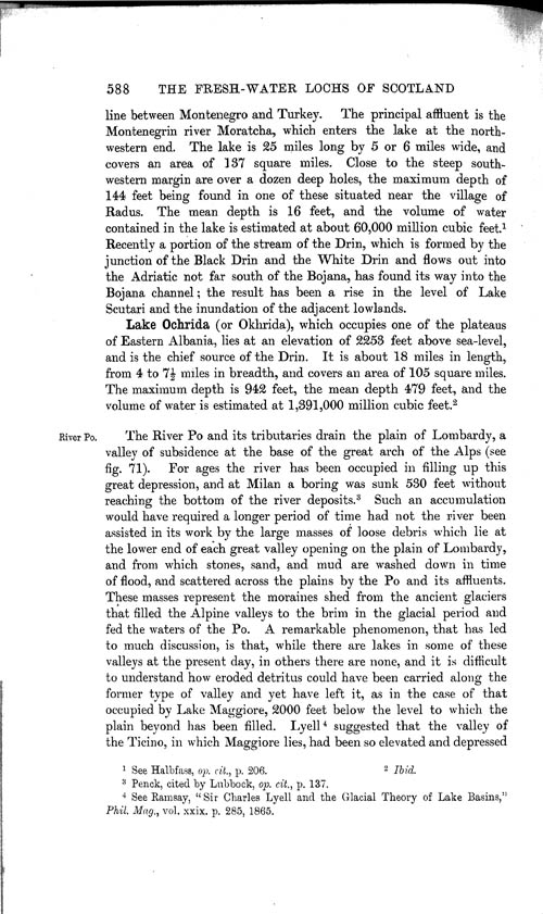 Page 588, Volume 1 - Characteristics of Lakes in general, and their distribution over the Surface of the Globe, by Sir John Murray