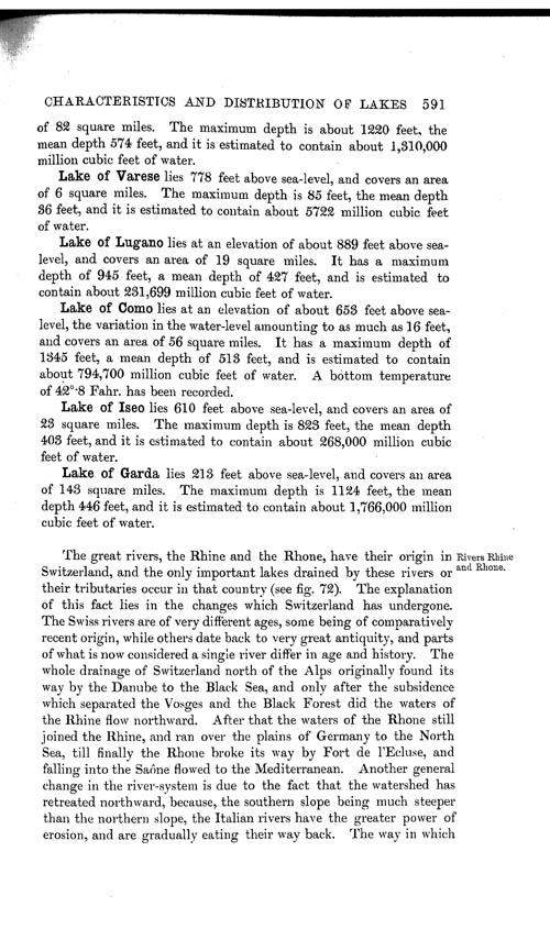Page 591, Volume 1 - Characteristics of Lakes in general, and their distribution over the Surface of the Globe, by Sir John Murray