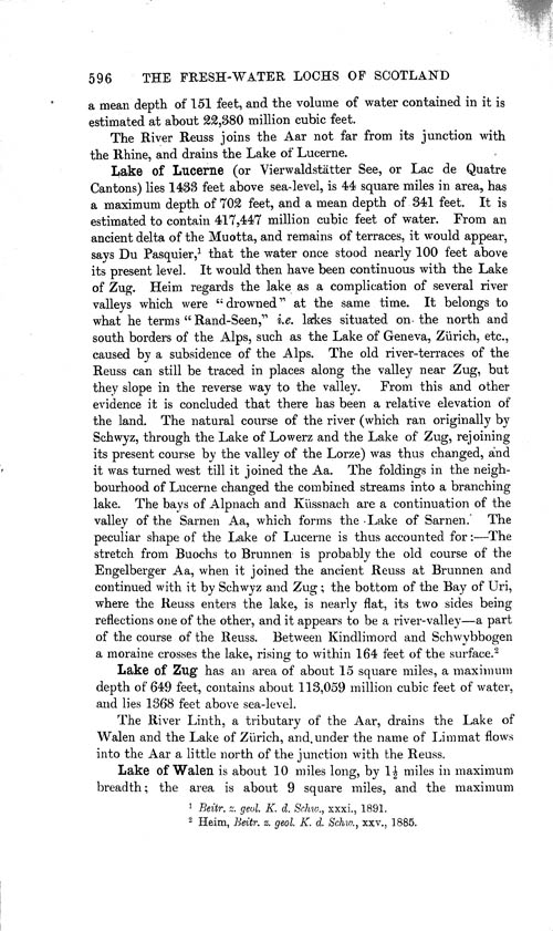 Page 596, Volume 1 - Characteristics of Lakes in general, and their distribution over the Surface of the Globe, by Sir John Murray