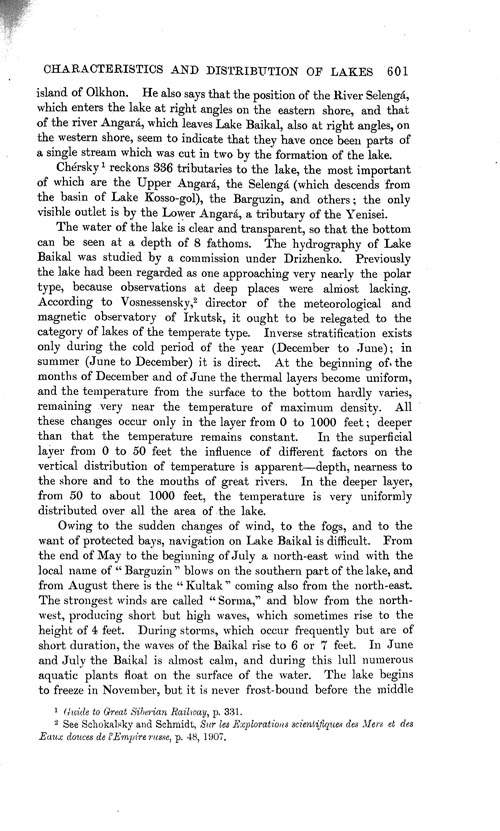 Page 601, Volume 1 - Characteristics of Lakes in general, and their distribution over the Surface of the Globe, by Sir John Murray
