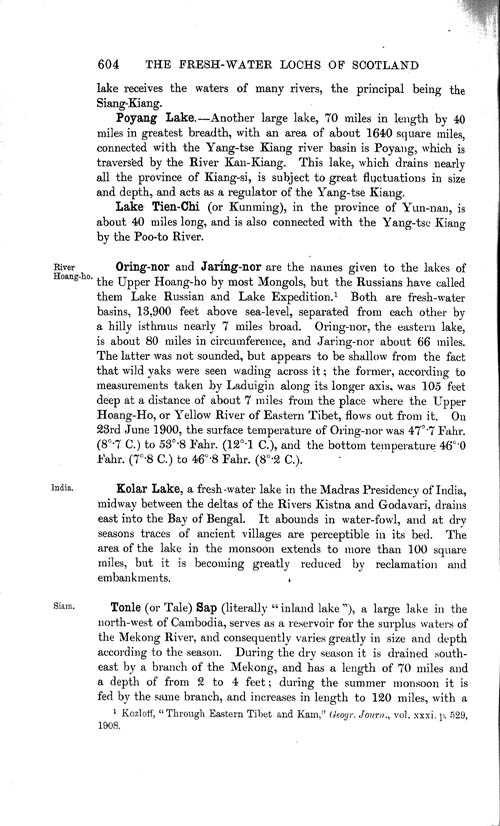 Page 604, Volume 1 - Characteristics of Lakes in general, and their distribution over the Surface of the Globe, by Sir John Murray