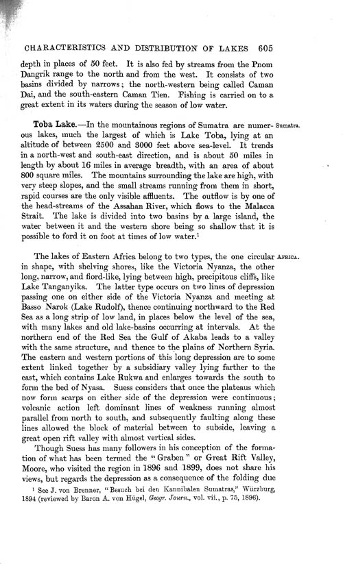 Page 605, Volume 1 - Characteristics of Lakes in general, and their distribution over the Surface of the Globe, by Sir John Murray