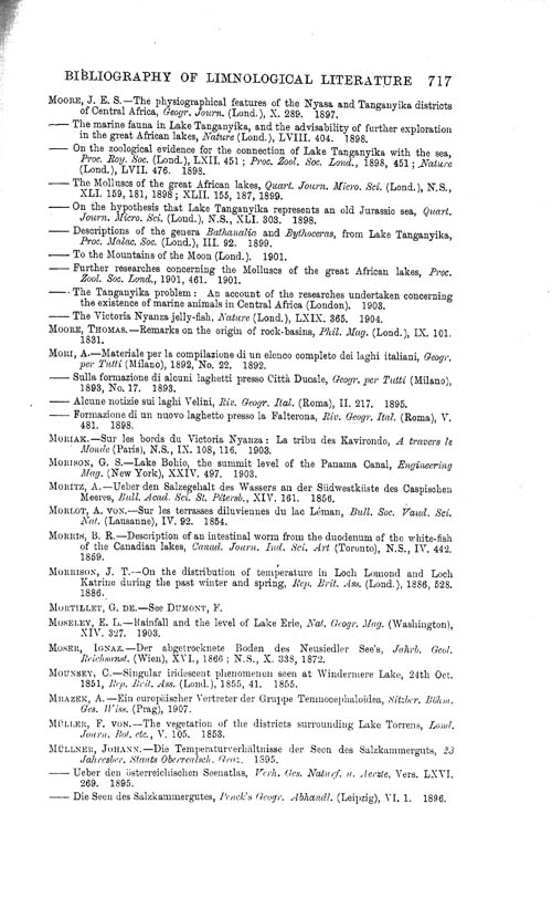 Page 717, Volume 1 - Bibliography of Limnological Literature, compiled in the Challenger Office by James Chumley