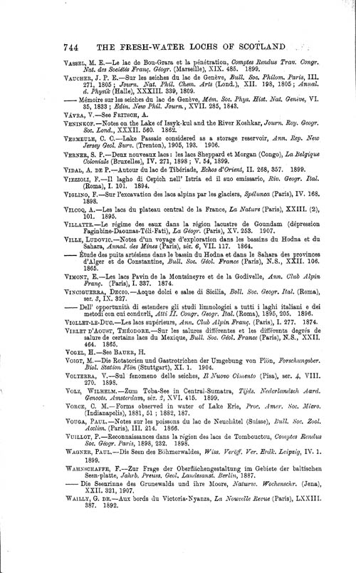 Page 744, Volume 1 - Bibliography of Limnological Literature, compiled in the Challenger Office by James Chumley