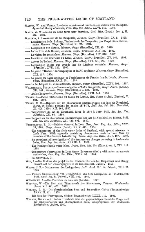 Page 746, Volume 1 - Bibliography of Limnological Literature, compiled in the Challenger Office by James Chumley