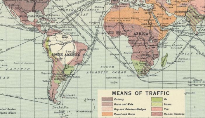 Extract of Means of Traffic focusing on South America and Africa