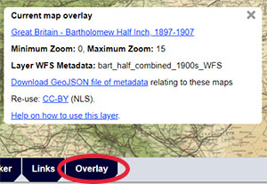Illustration of Overlay tab in the Georeferenced Maps viewer